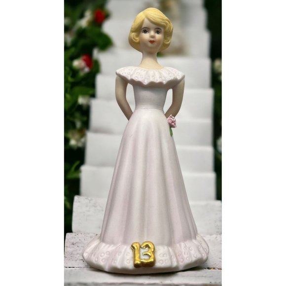 Growing Up Birthday Girls Age 13 Porcelain Blonde Figurine 1981 Enesco - Picture 1 of 8
